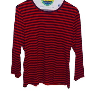 J. McLaughlin Sinclair Top in Stripe Red Navy Blue Size Medium